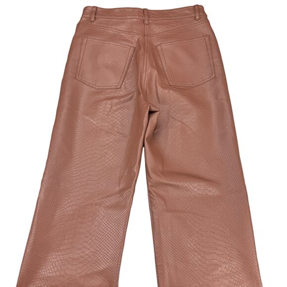 WILFRED Aritzia The Melina High Waisted Leather Python Pant Sz 4 Cognac - Picture 6 of 6